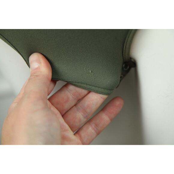 Vintage 90s Y2K Bebe One Sleeve Bodysuit Olive Green Rave Cutout XS S USA - Picture 3 of 14